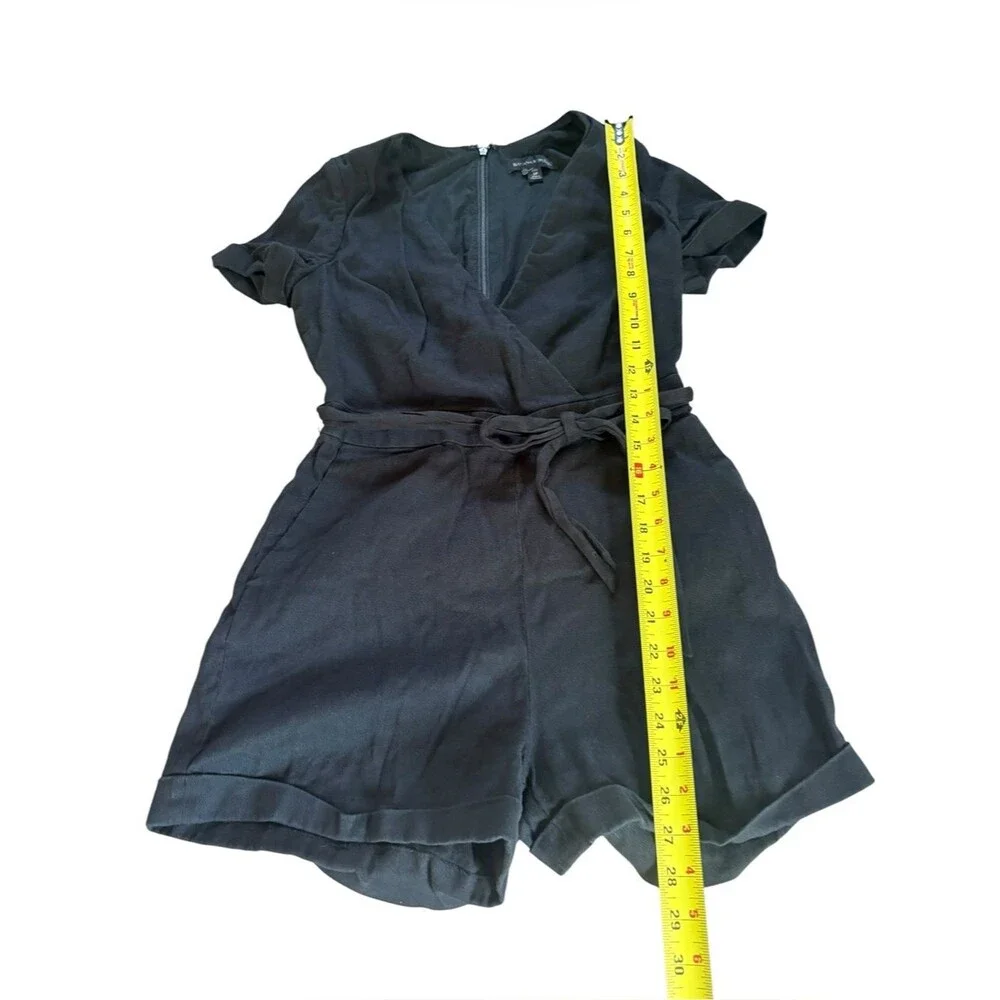 Banana Republic Black Linen Cotton Blend Romper Womens Size 2 Petite